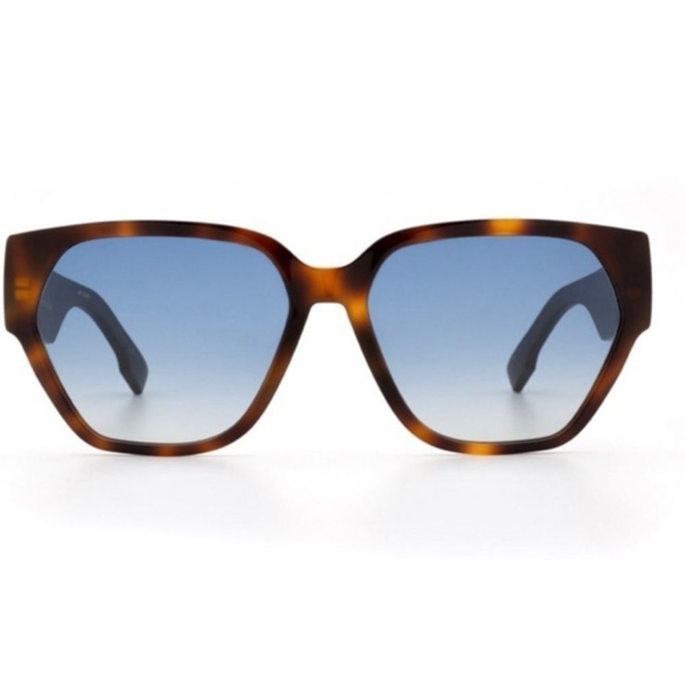 DIOR ID1 57mm Square Sunglasses 0086-84 Dark Havana/Blue Shaded - Picture 3 of 9